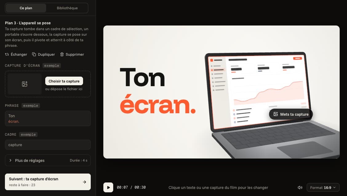 Un plan avec une fenêtre d'exemple et le bouton « Mets ta capture » posé dessus.